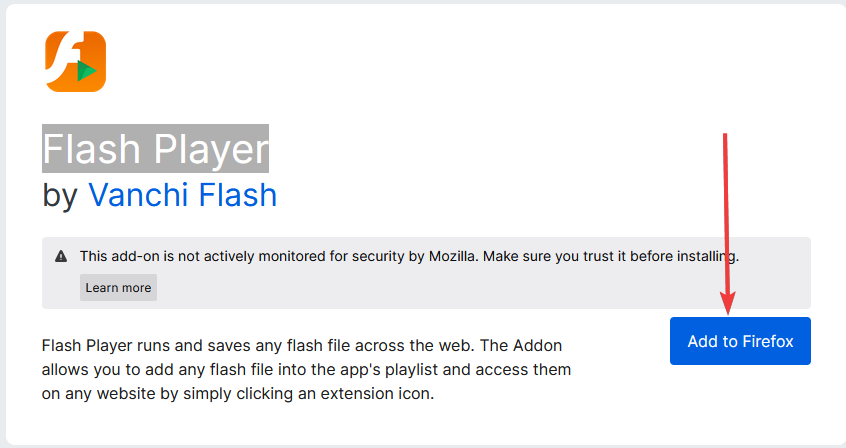 adobe flash player is no longer supported