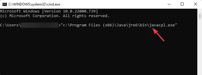 run command to open Java control panel