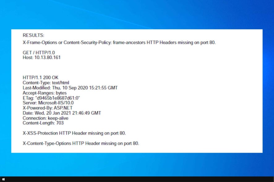 HTTP Security Header Not Detected