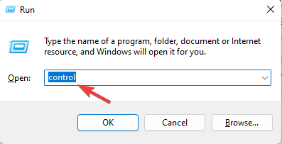Run command to open control panel