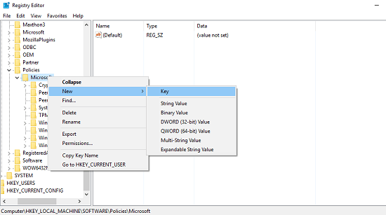 windowsinkworkspace registry key create