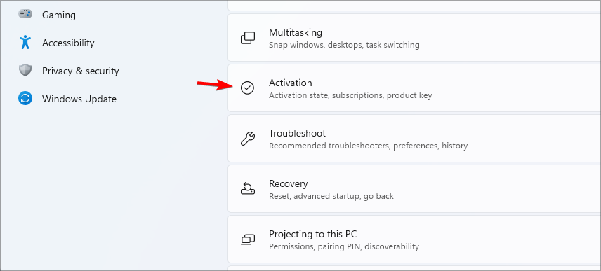 activation windows 11 setting