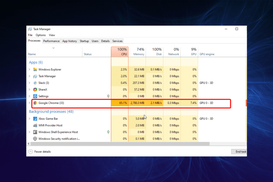 browser high cpu usage on startup