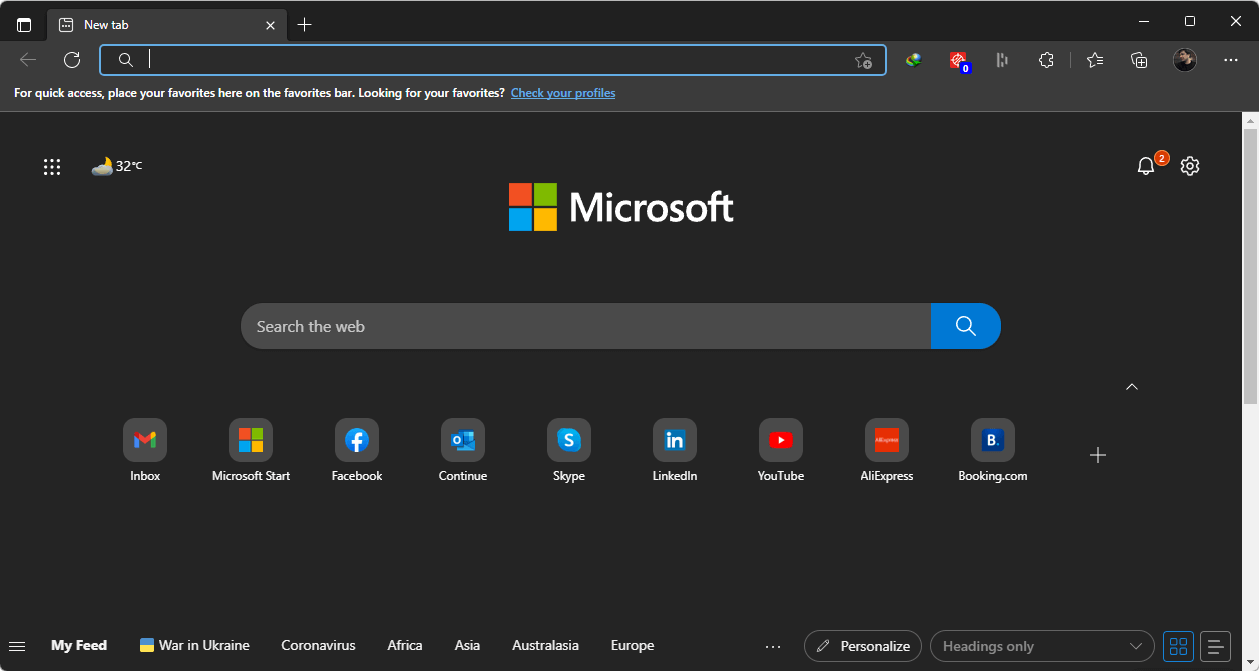 microsoft edge dashboard
