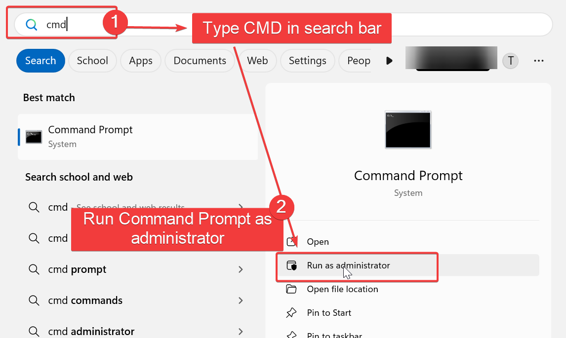 run cmd as admin