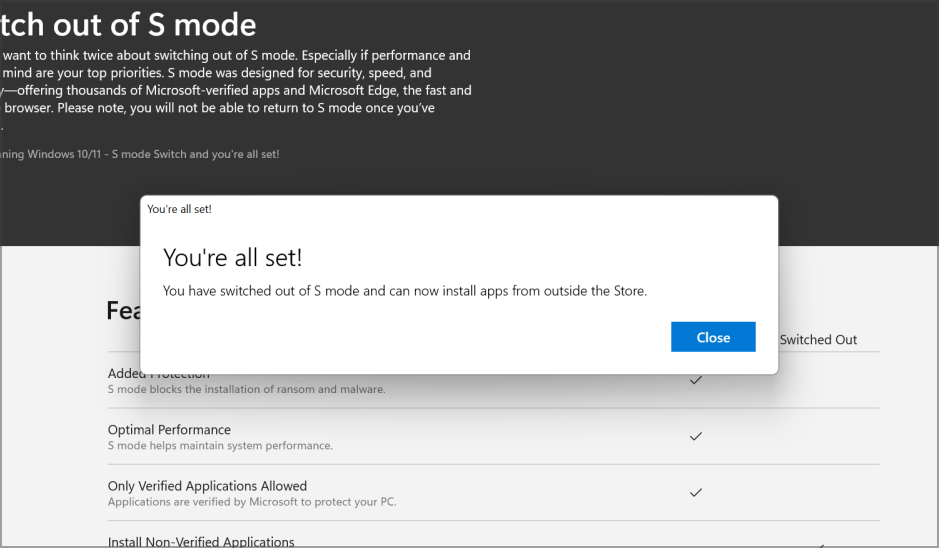 s mode is turned off windows 11