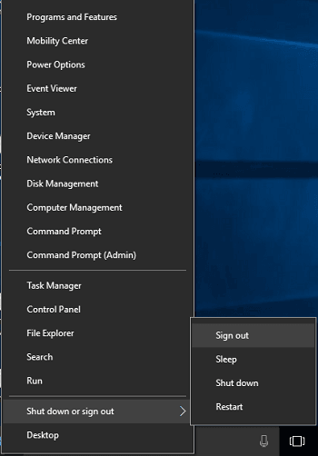 signout windows 10