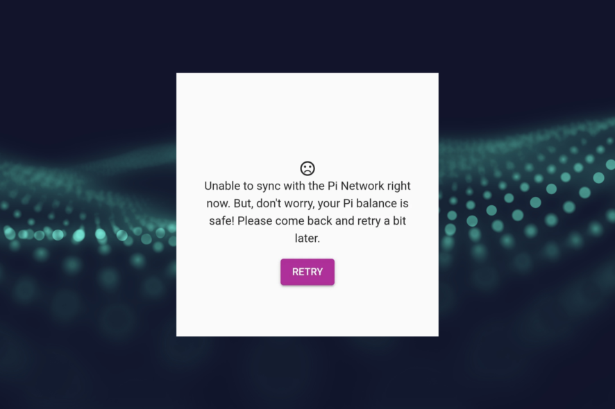 Fix unable to sync with pi network error
