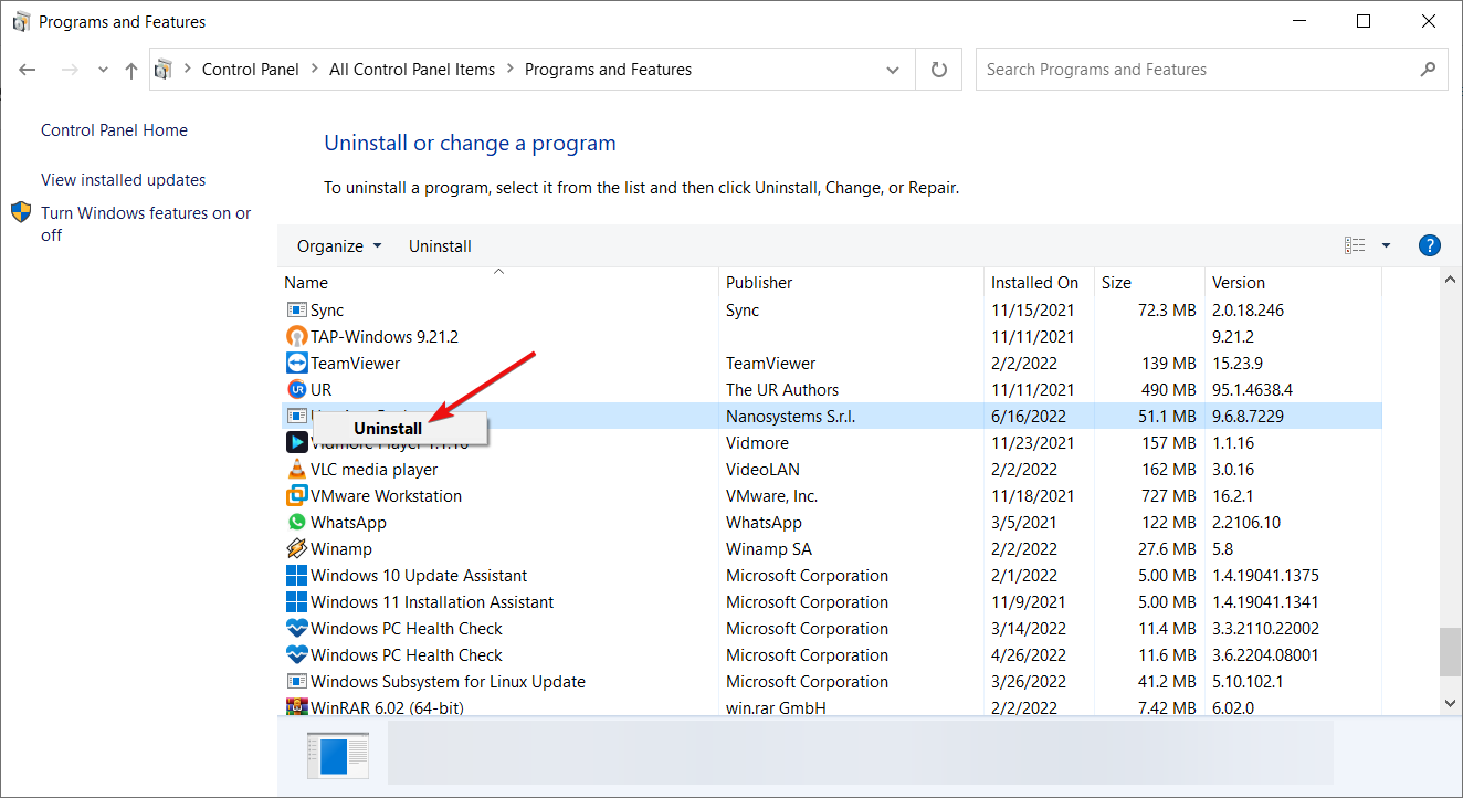 uninstall utorrent control panel
