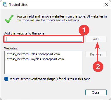 chrome trusted sites add site
