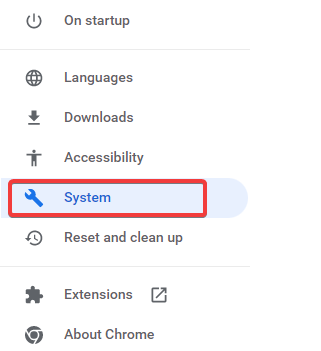 chrome system settings