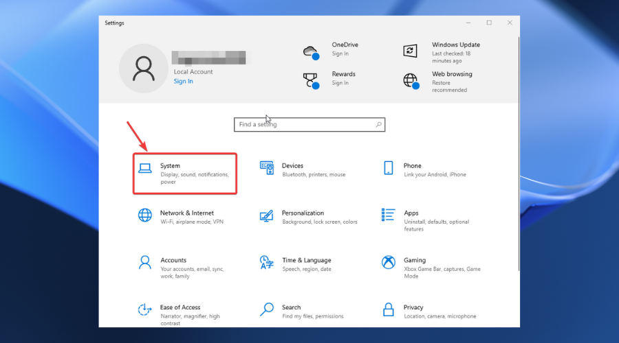 windows 10 settings