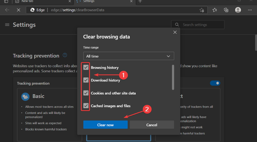 delete cookies edge