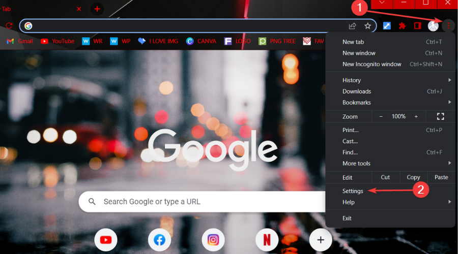 chrome settings