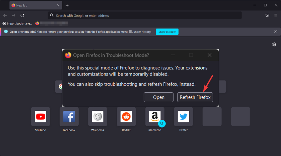refresh firefox
