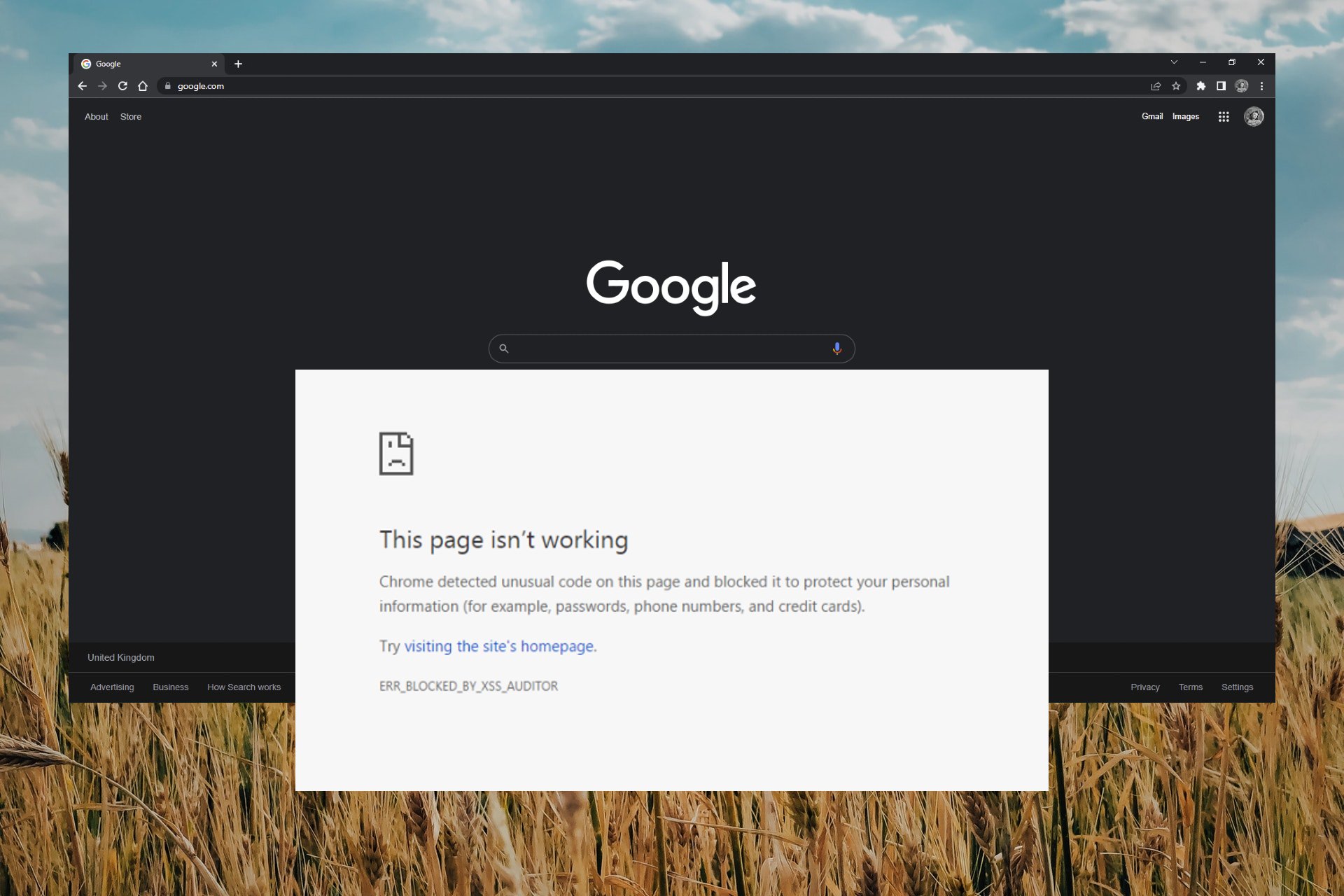 Feature image Chrome detected unusual code error.