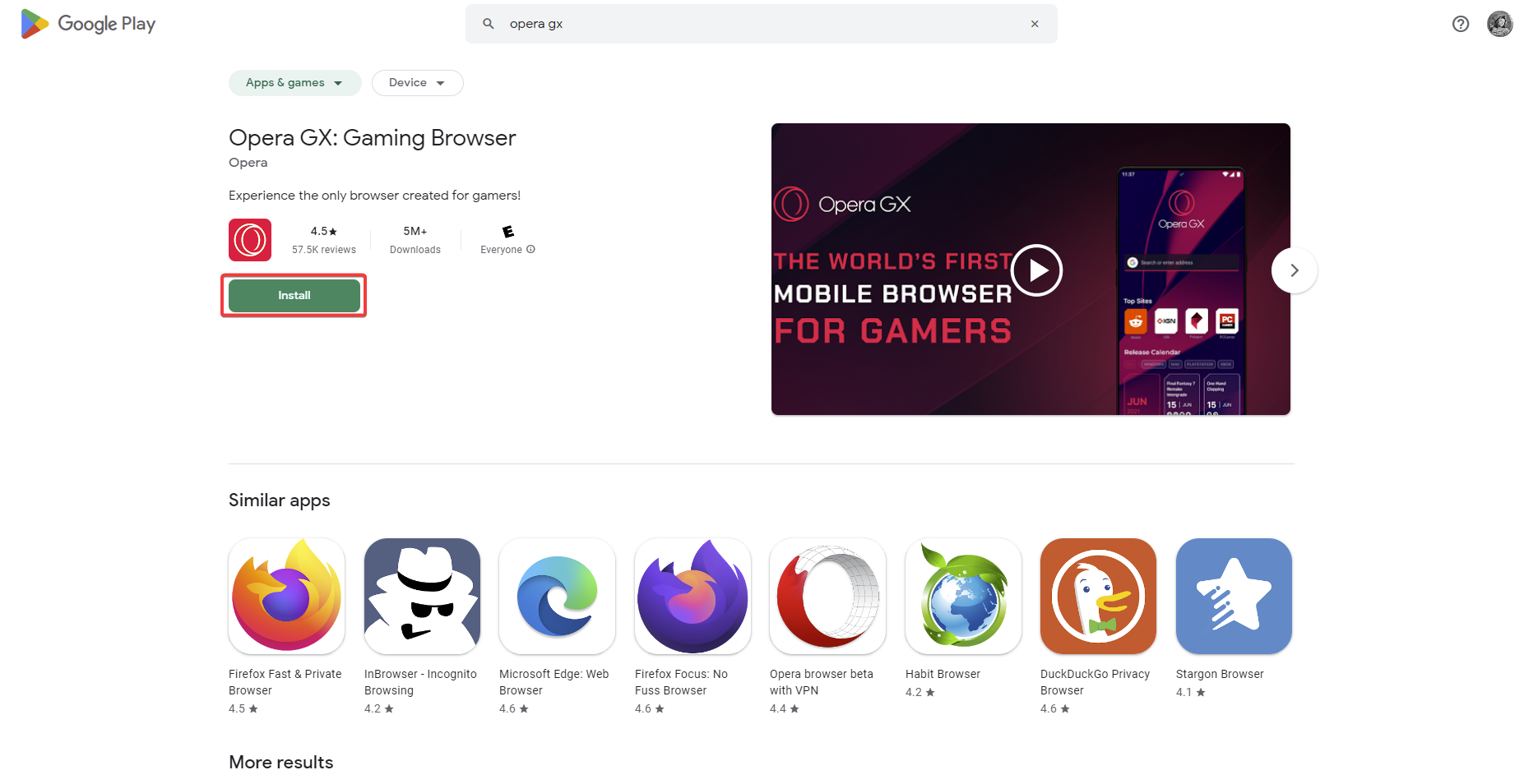 Descarga Opera GX para Chromebook.
