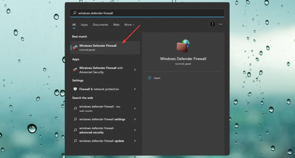 opening windows defender firewall windows 11