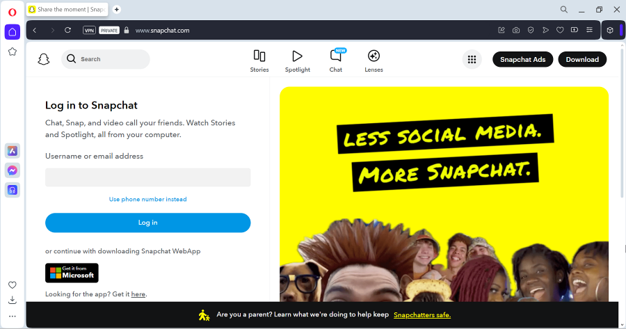 snapchat login page