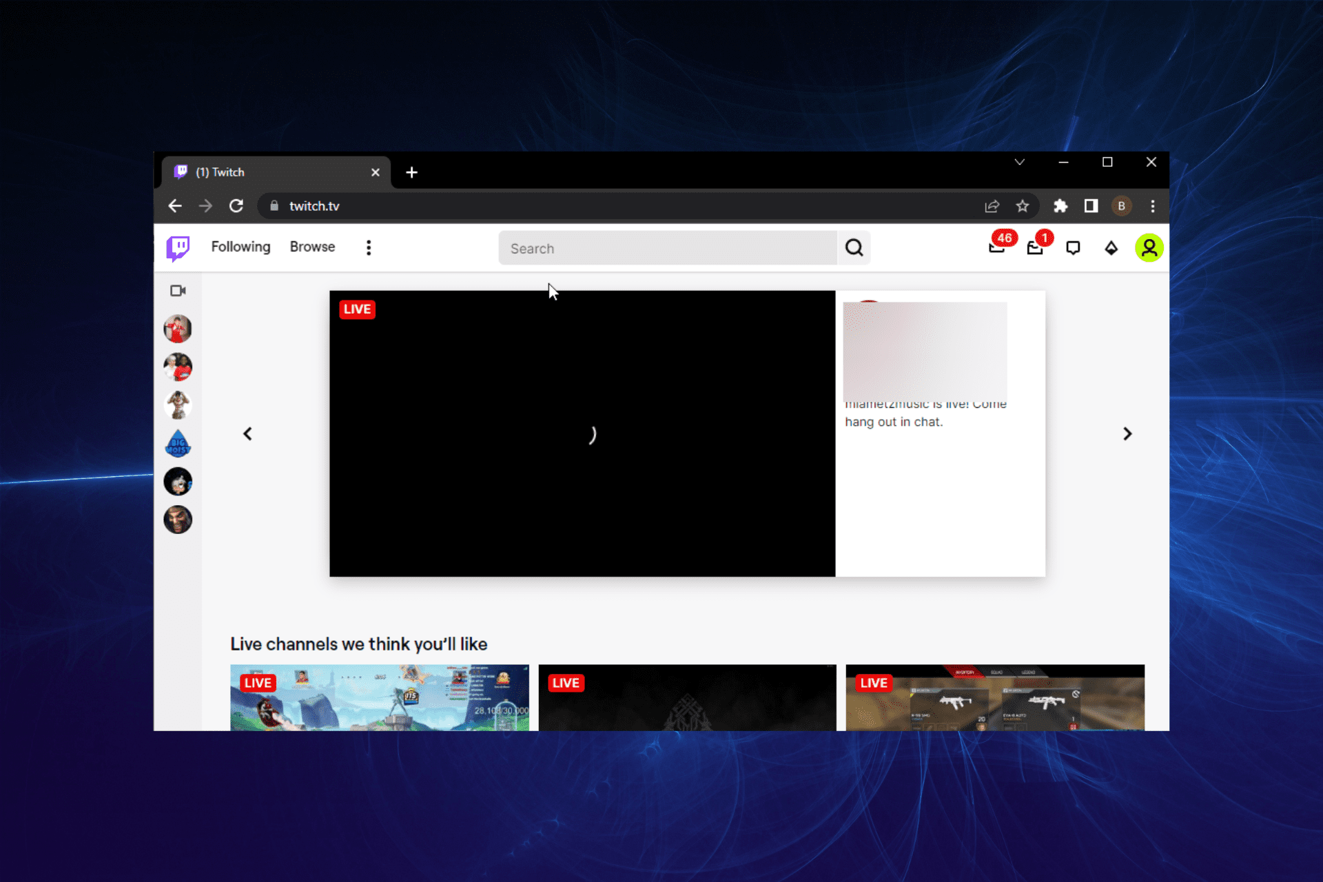 twitch black screen chrome