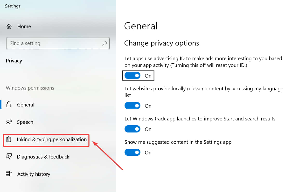 disable keylogger windows 11 typing settings