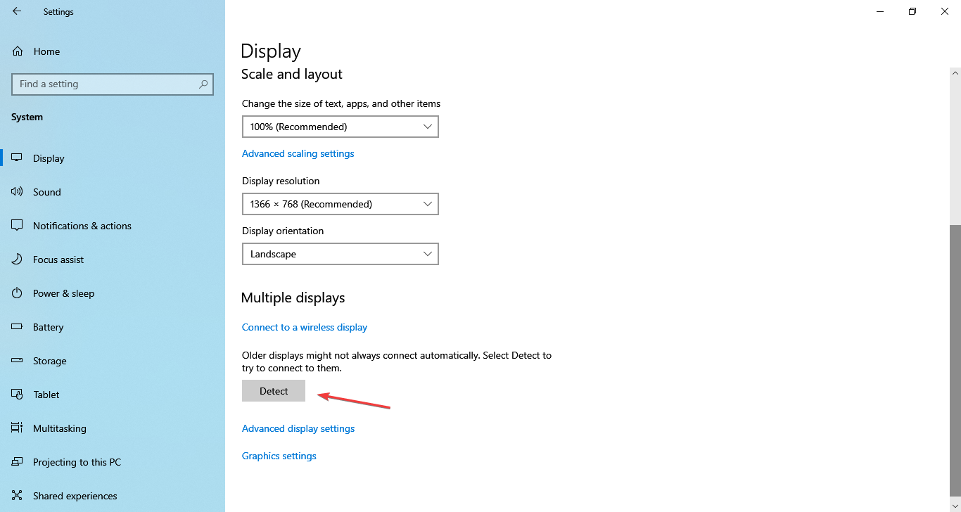 detect to change primary monitor in Windows 10