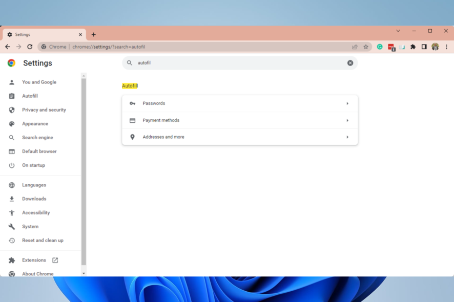 chrome autofill not working