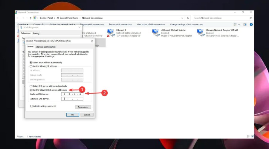 DNS server addresses
