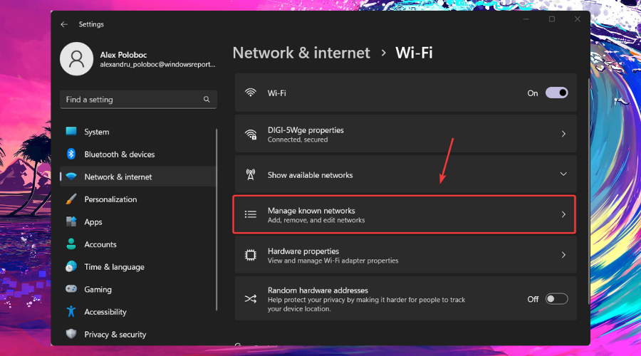 manage known networks