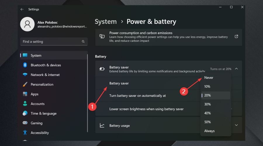 battery saver