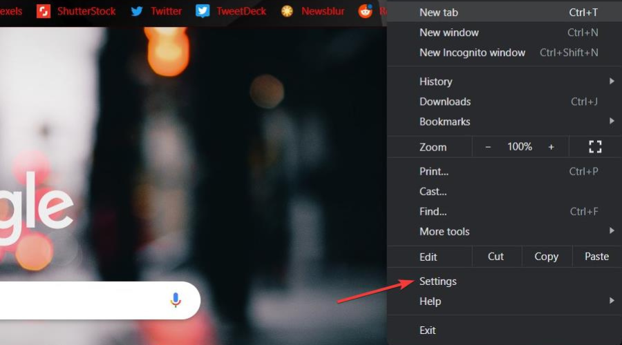 Chrome settings