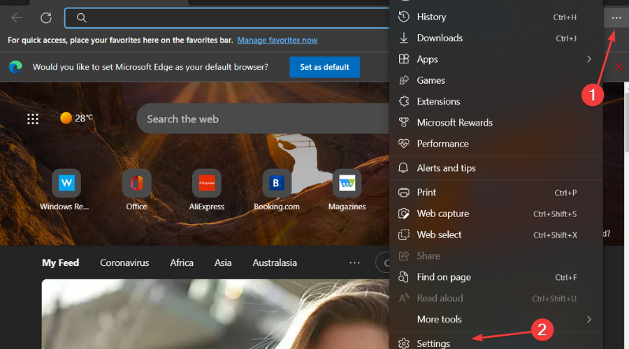 edge settings