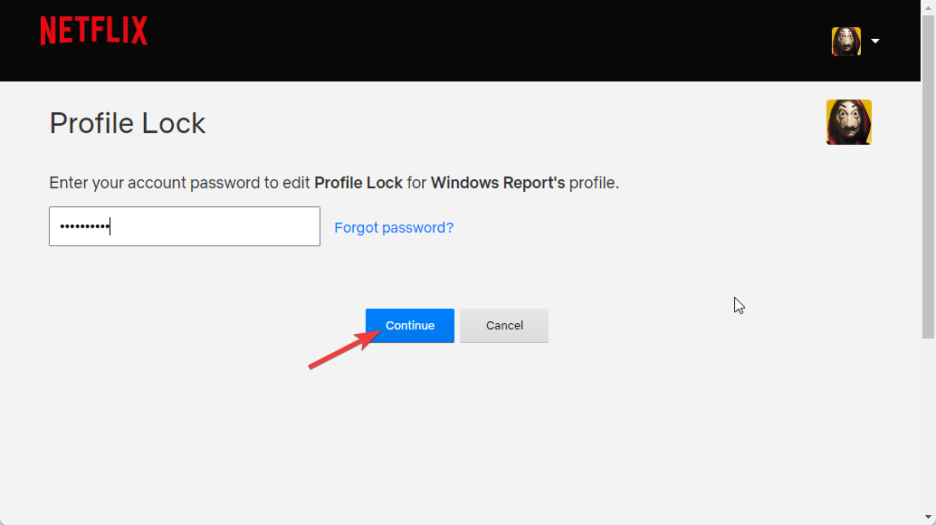 click on continue