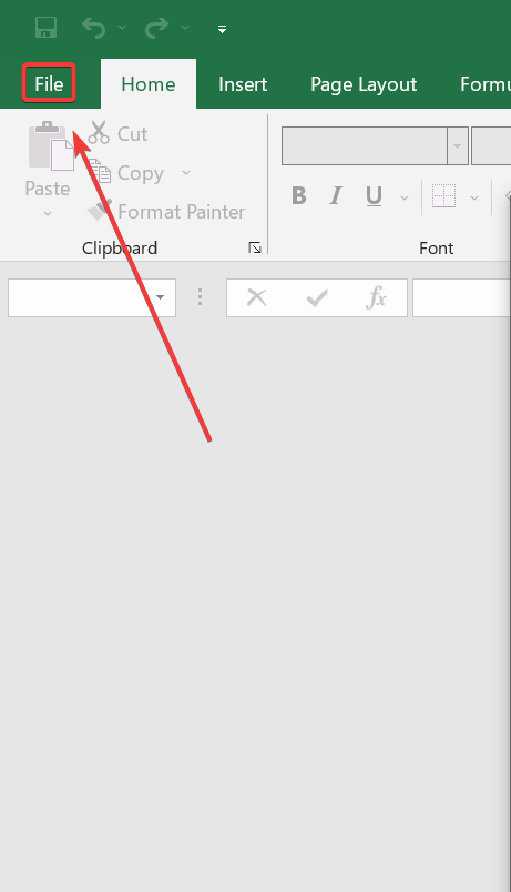 excel file menu