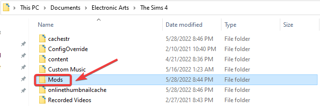 sims 4 mods folder