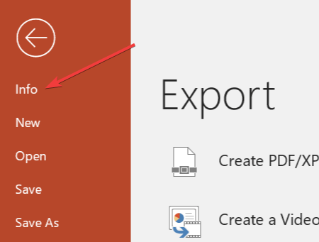 powerpoint menu select info