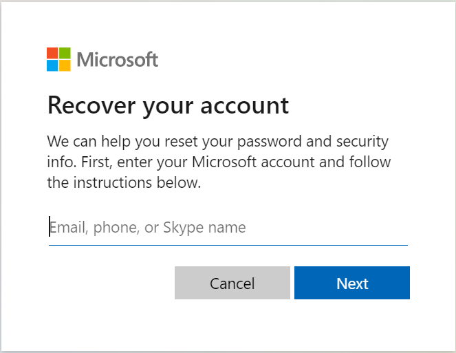 microsoft recover password