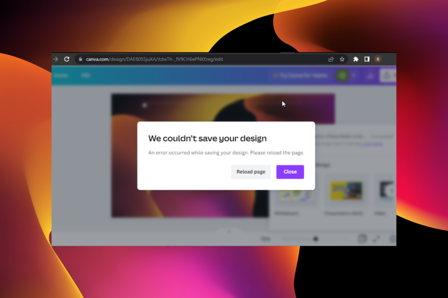 something went wrong canva