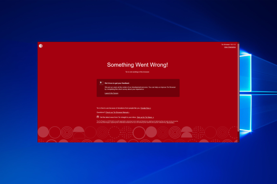tor-w10 something went wrong! Tor is not working in this browser
