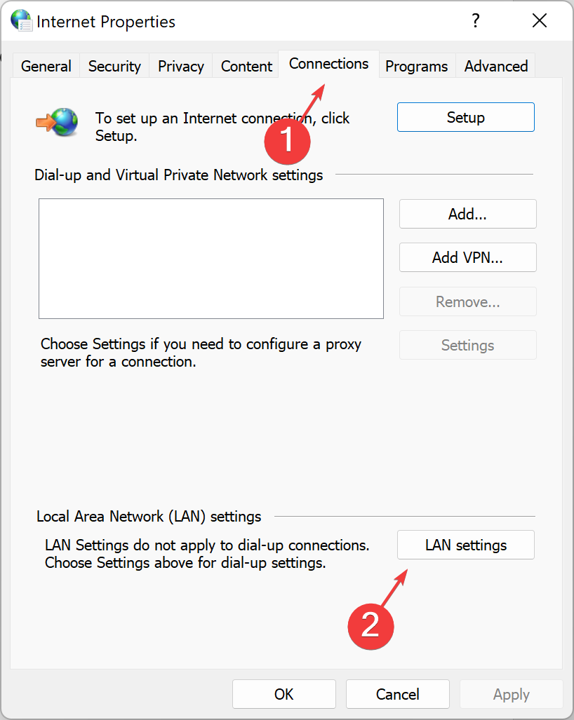 Internet options