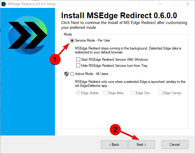 select mode msedge