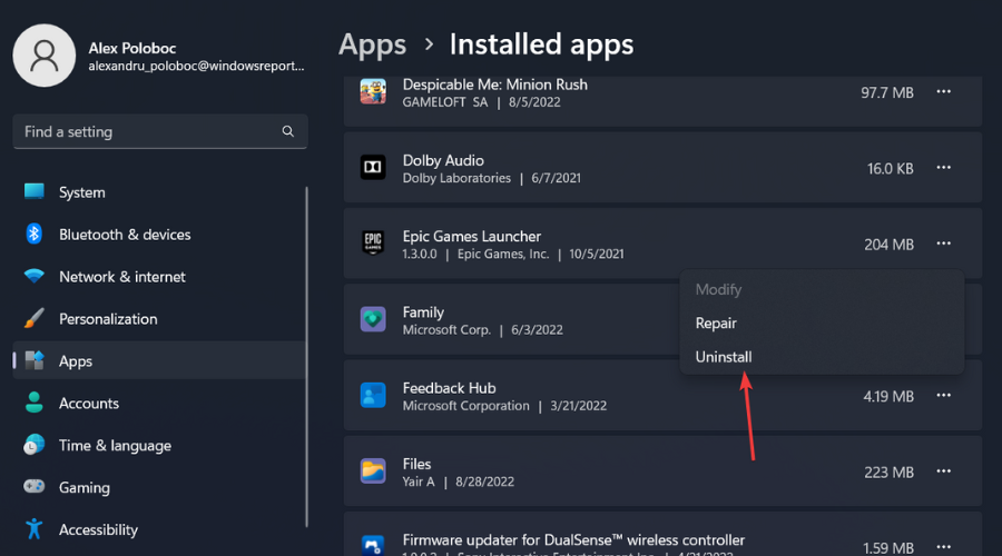uninstall