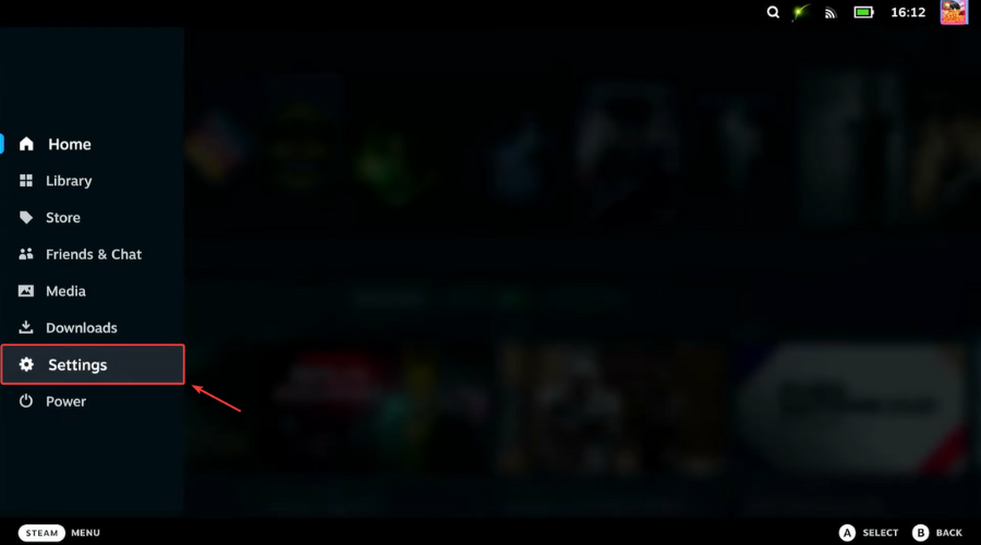 settings steam deck