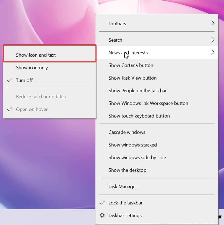how to add temperature to taskbar windows 10 toggle