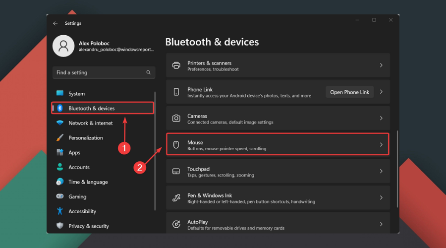 mouse settings