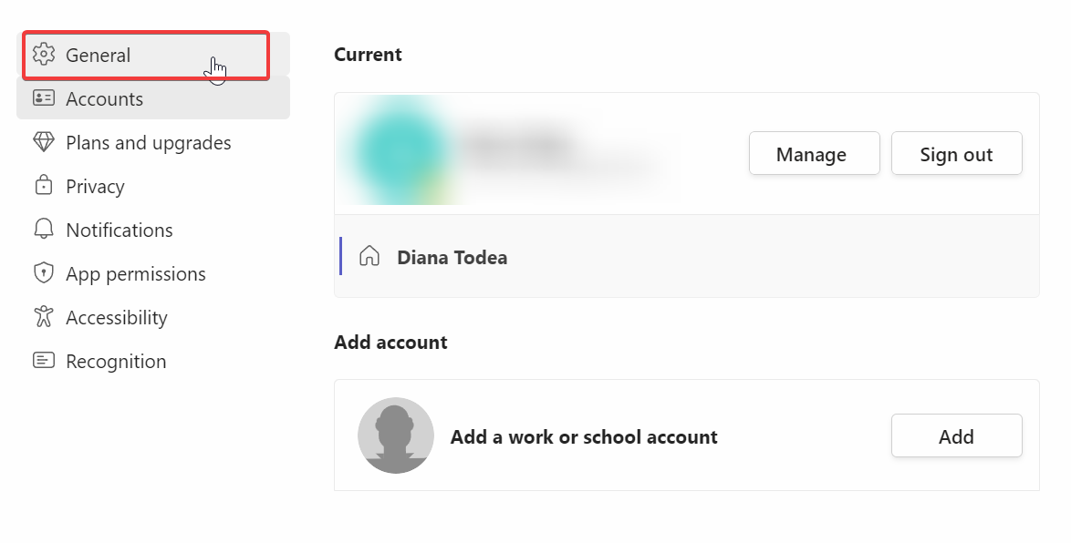 ms teams settings general tab