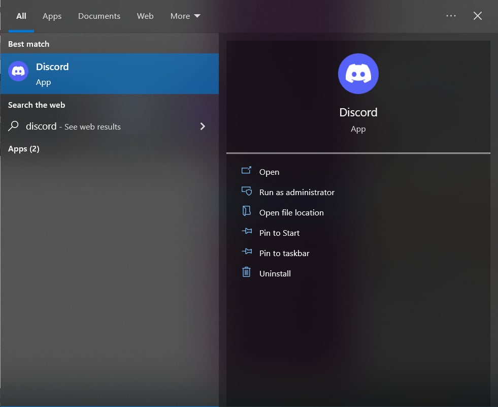 open discord from search bar