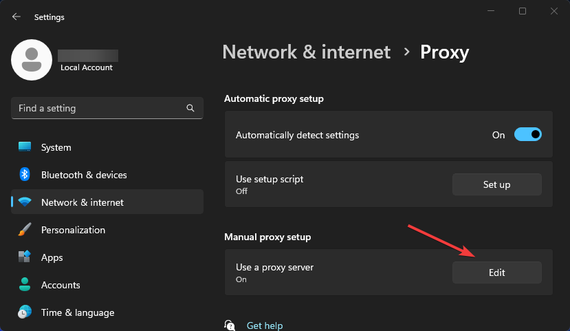 Proxy setup