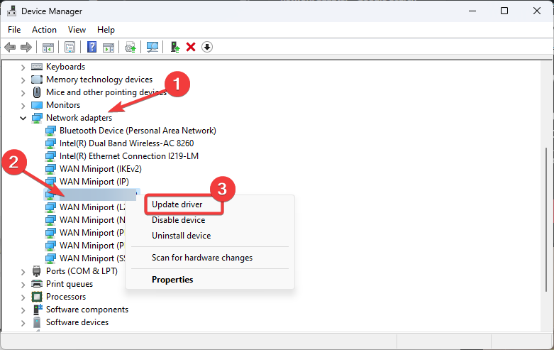 Update network driver adapter