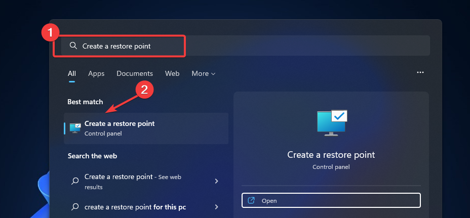 open system restore